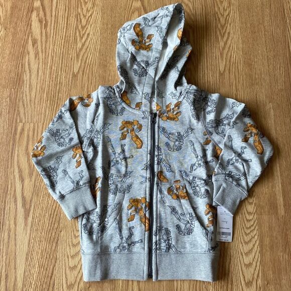 Carters Transformer Robot Print Zip Up Sweatshirt Gray Size 5 - Picture 1 of 9